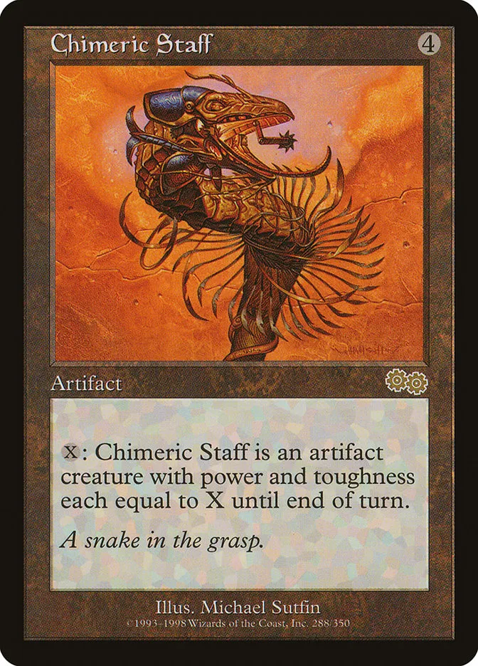 1998 Urza's Saga Chimeric Staff rare #288 rare card image