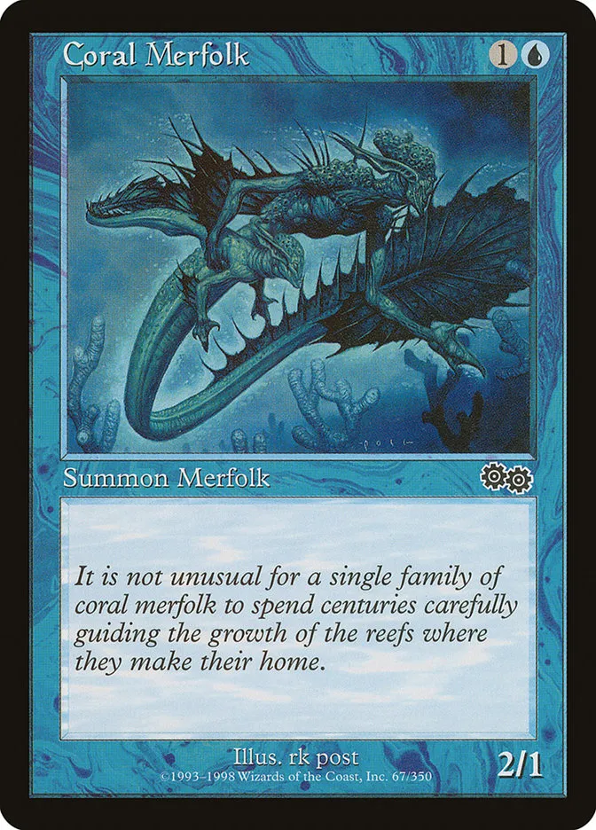 1998 Urza's Saga Coral Merfolk common #67 common card image