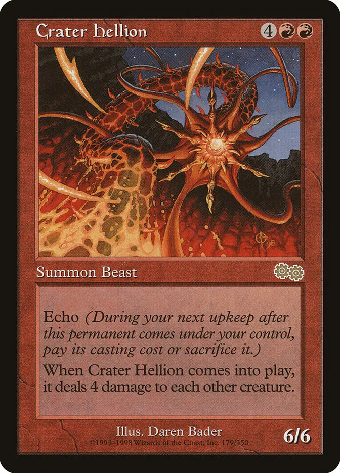 1998 Urza's Saga Crater Hellion rare #179 rare card image