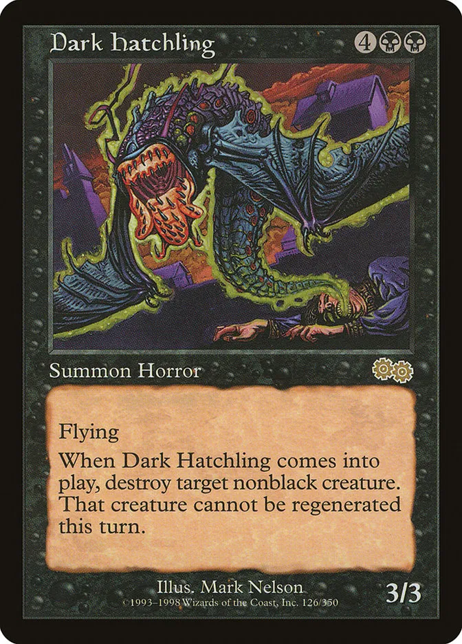 1998 Urza's Saga Dark Hatchling rare #126 rare card image