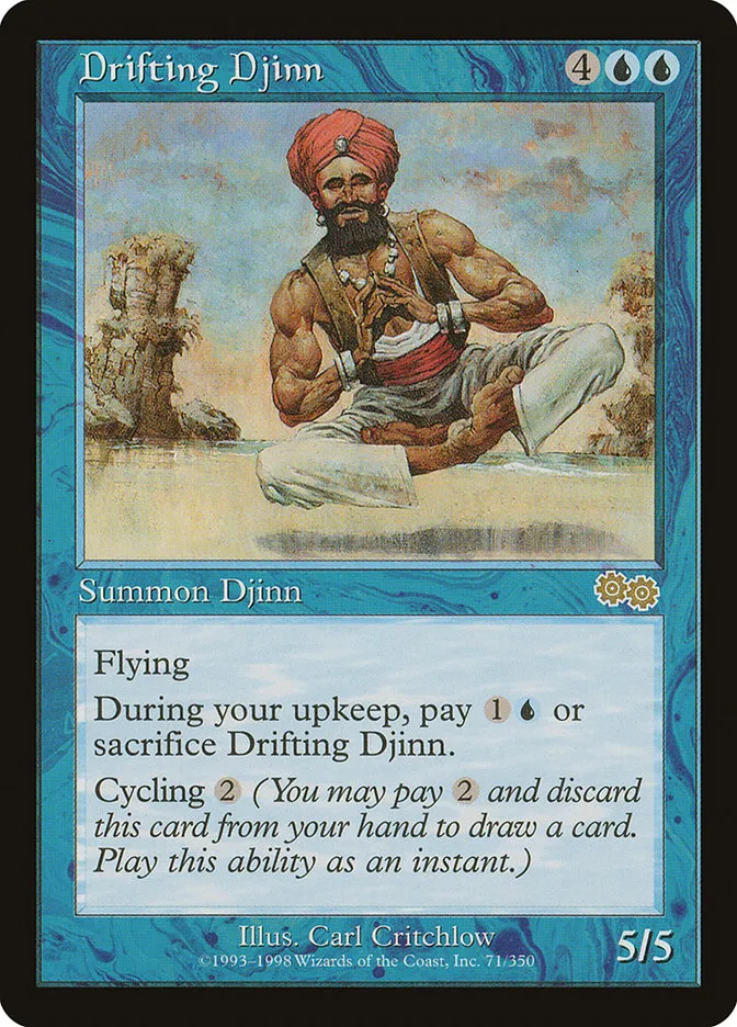 1998 Urza's Saga Drifting Djinn rare #71 rare card image
