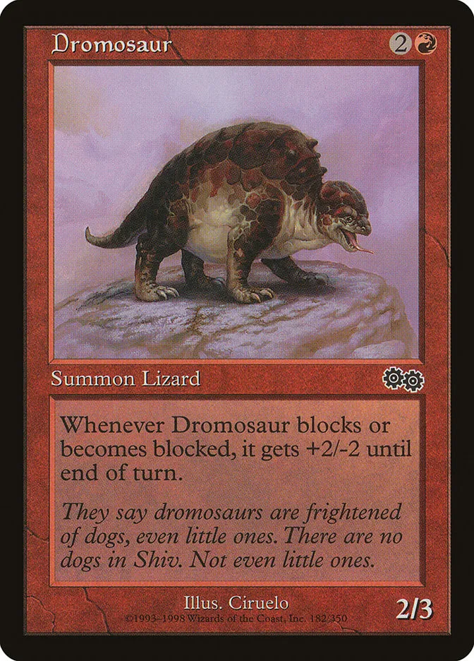 1998 Urza's Saga Dromosaur common #182 common card image