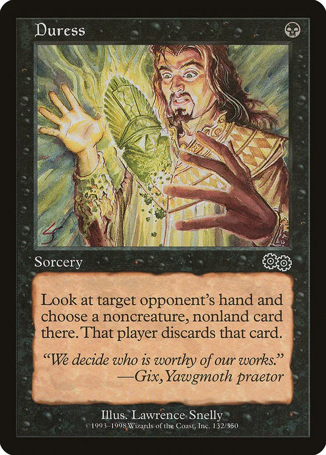 1998 Urza's Saga Duress common #132 common card image