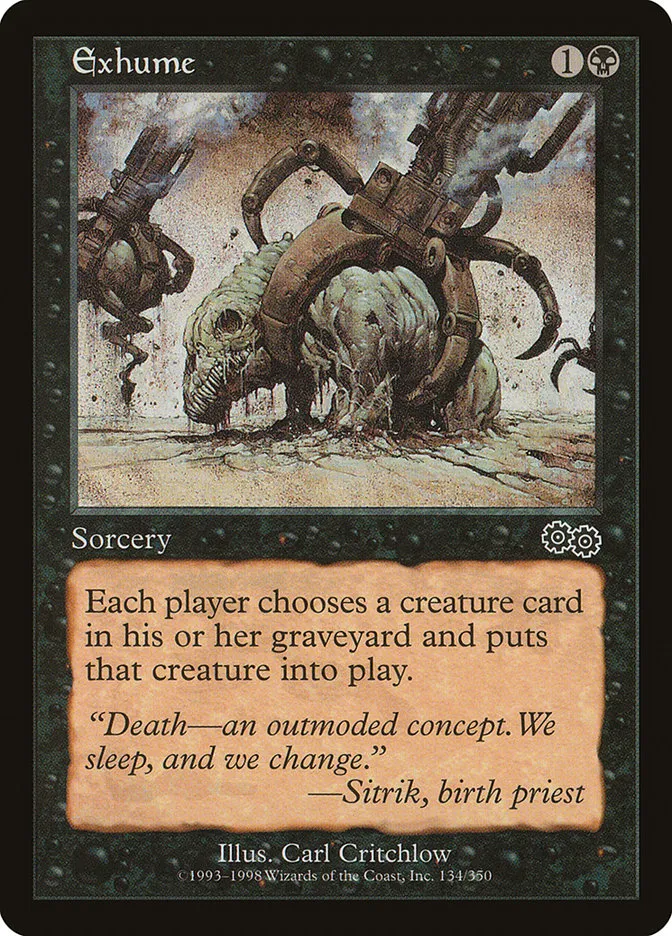 1998 Urza's Saga Exhume common #134 common card image