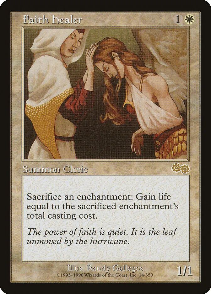 1998 Urza's Saga Faith Healer rare #14 rare card image