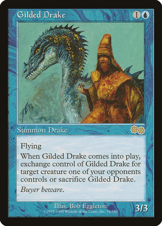1998 Urza's Saga Gilded Drake rare #76 rare card image