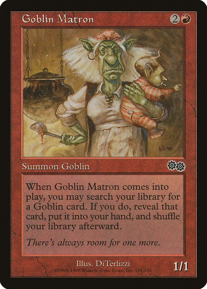 1998 Urza's Saga Goblin Matron [Misprint] common #191 common card image