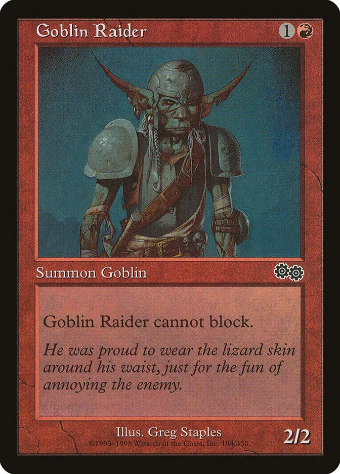 1998 Urza's Saga Goblin Raider common #194 common card image
