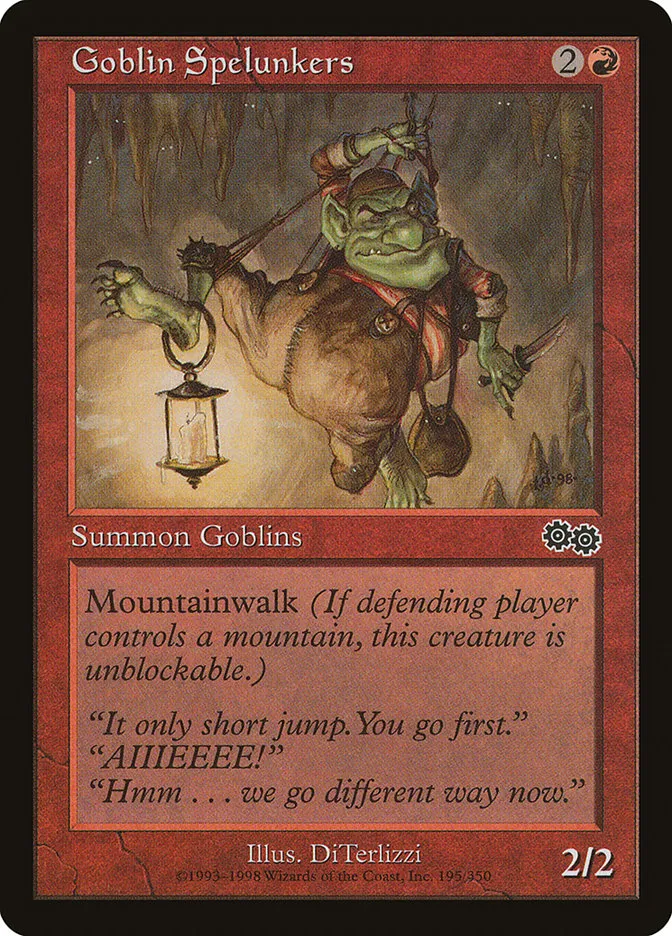 1998 Urza's Saga Goblin Spelunkers common #195 common card image