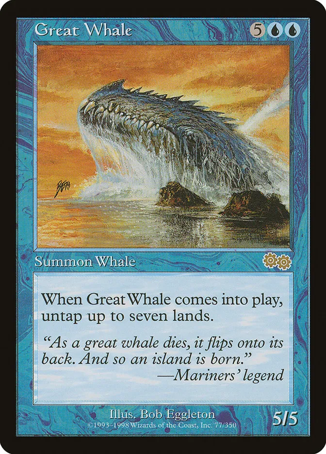 1998 Urza's Saga Great Whale rare #77 rare card image