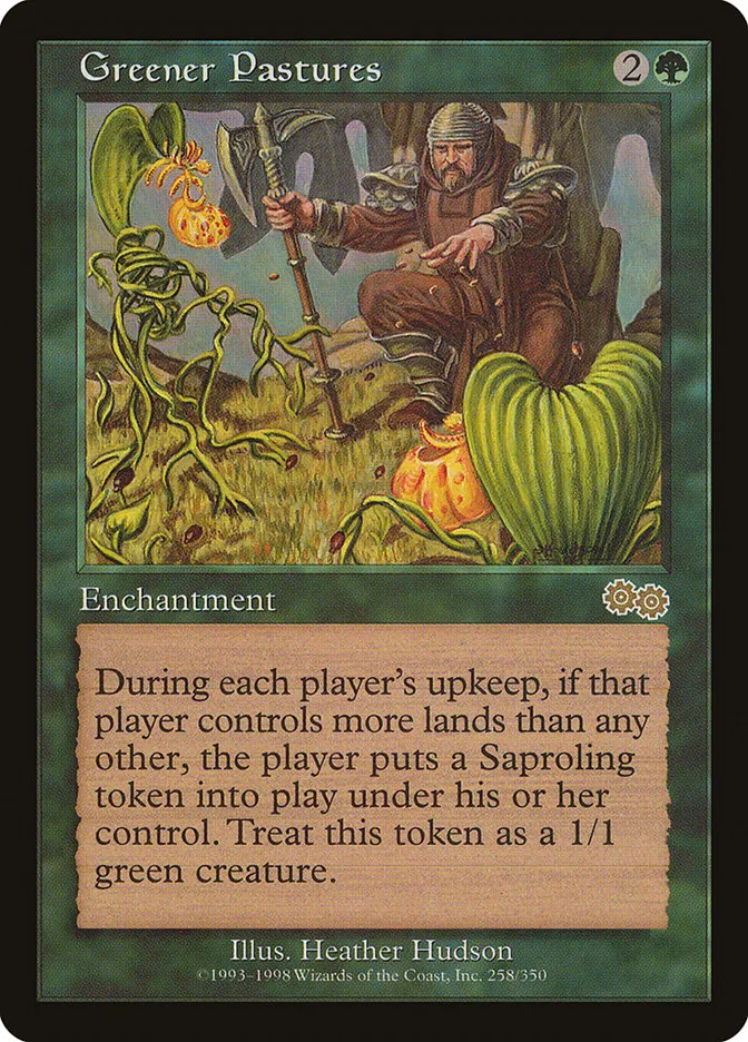 1998 Urza's Saga Greener Pastures rare #258 rare card image