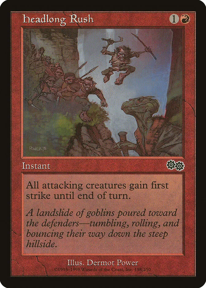 1998 Urza's Saga Headlong Rush common #198 common card image