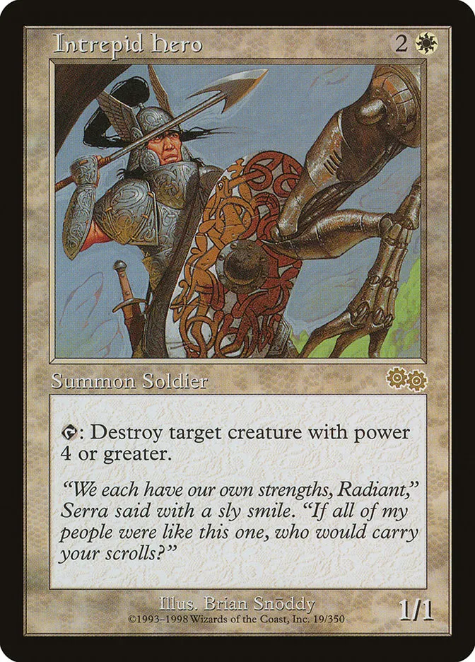 1998 Urza's Saga Intrepid Hero rare #19 rare card image