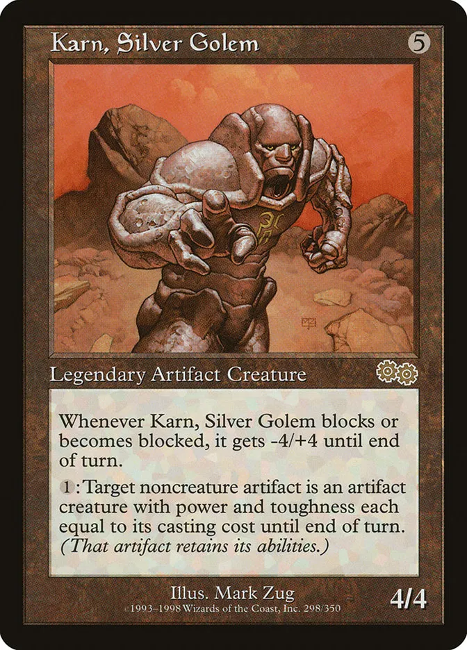 1998 Urza's Saga Karn, Silver Golem rare #298 rare card image