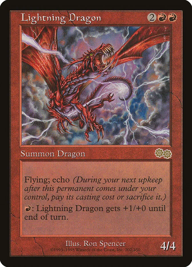 1998 Urza's Saga Lightning Dragon rare #202 rare card image