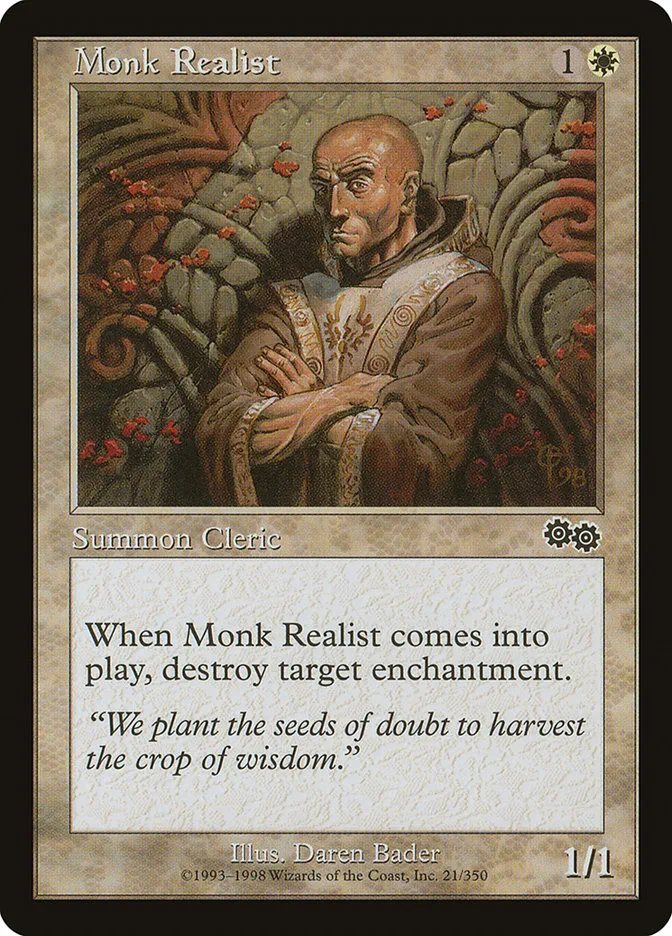 1998 Urza's Saga Monk Realist common #21 common card image