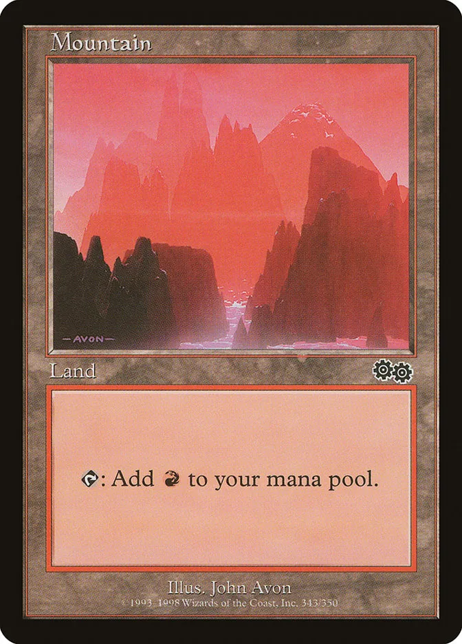 1998 Urza's Saga Mountain common #343 common card image