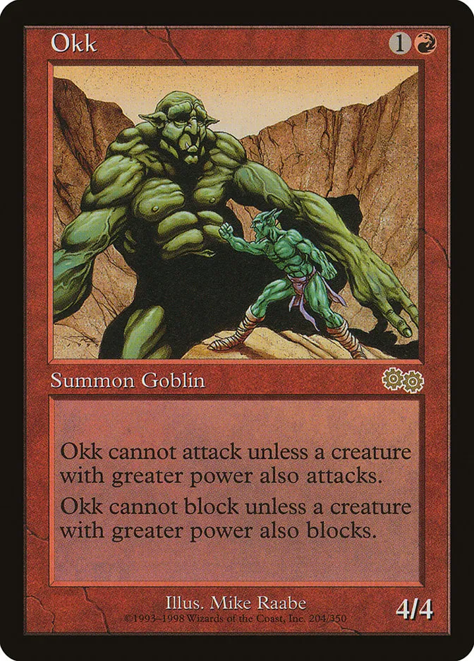 1998 Urza's Saga Okk rare #204 rare card image