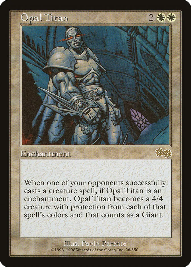 1998 Urza's Saga Opal Titan rare #26 rare card image