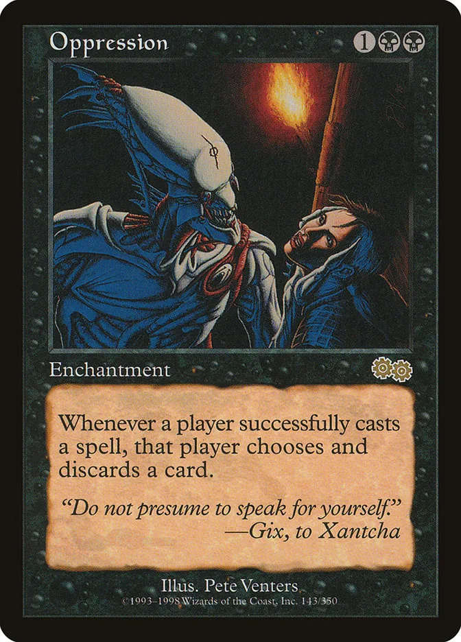 1998 Urza's Saga Oppression rare #143 rare card image