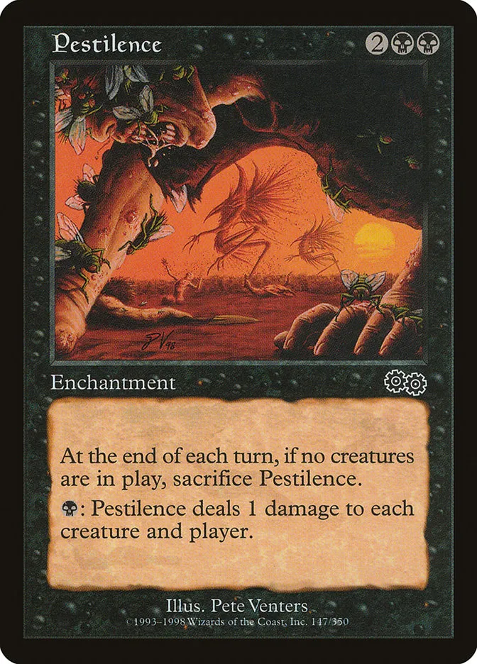 1998 Urza's Saga Pestilence common #147 common card image