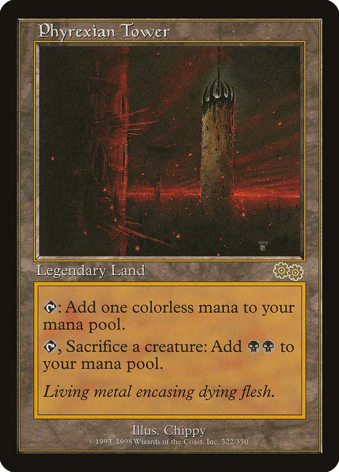 1998 Urza's Saga Phyrexian Tower rare #322 rare card image
