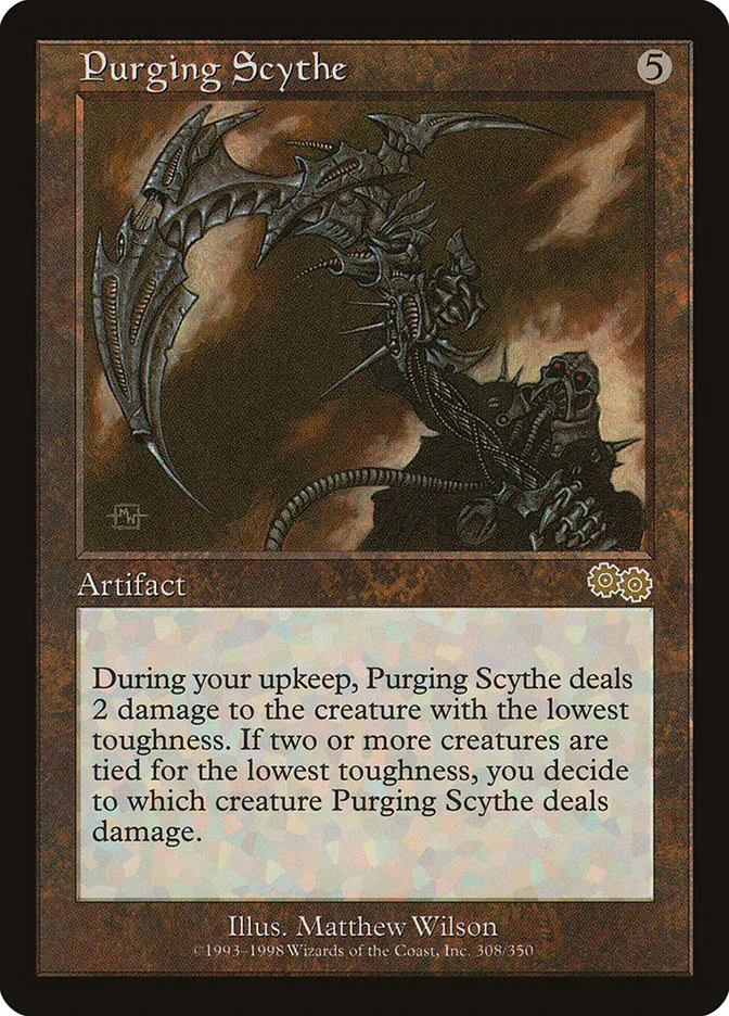 1998 Urza's Saga Purging Scythe rare #308 rare card image