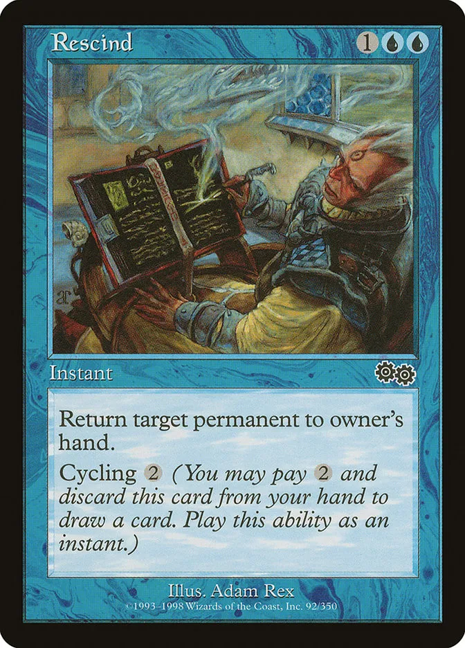 1998 Urza's Saga Rescind common #92 common card image