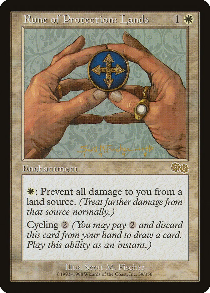 1998 Urza's Saga Rune of Protection: Lands rare #39 rare card image