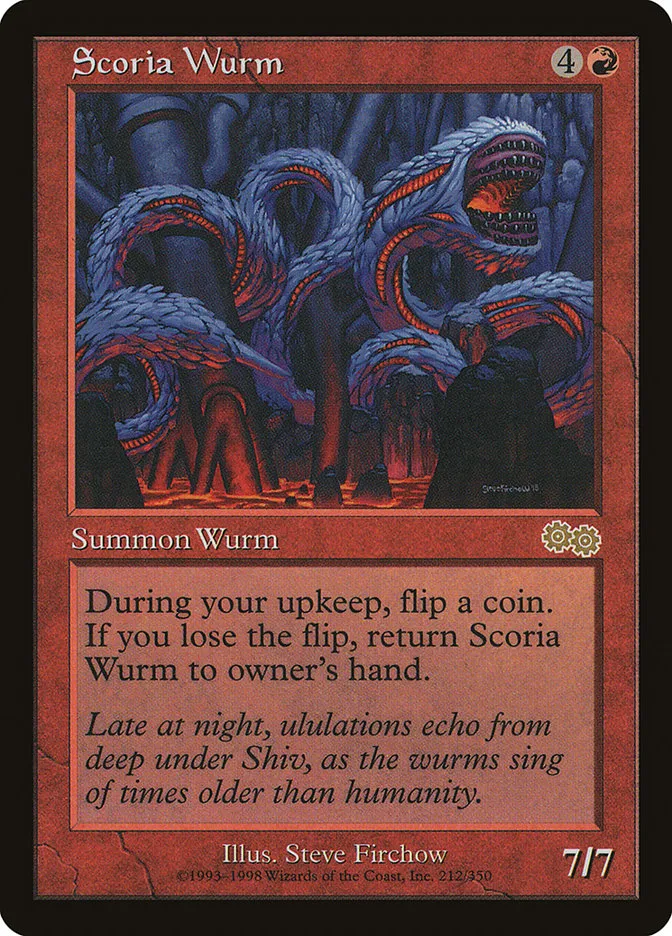 1998 Urza's Saga Scoria Wurm rare #212 rare card image
