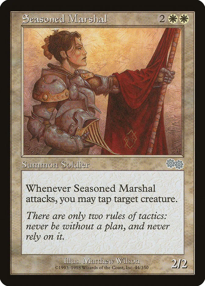 1998 Urza's Saga Seasoned Marshal uncommon #44 uncommon card image