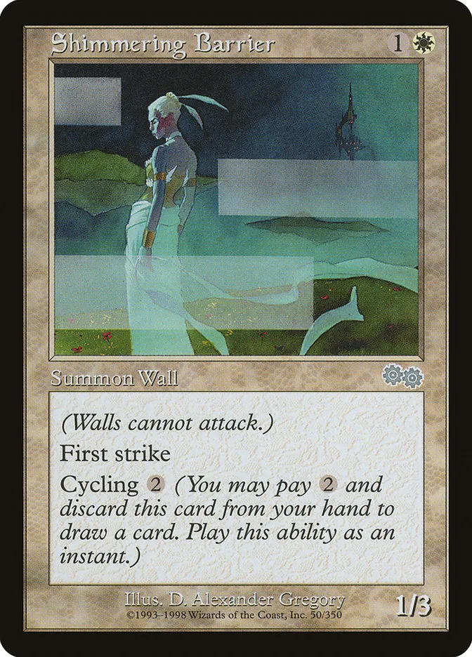 1998 Urza's Saga Shimmering Barrier uncommon #50 uncommon card image