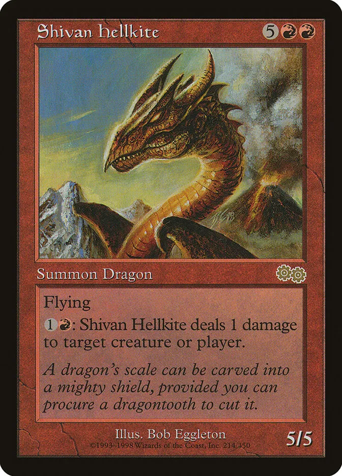 1998 Urza's Saga Shivan Hellkite rare #214 rare card image