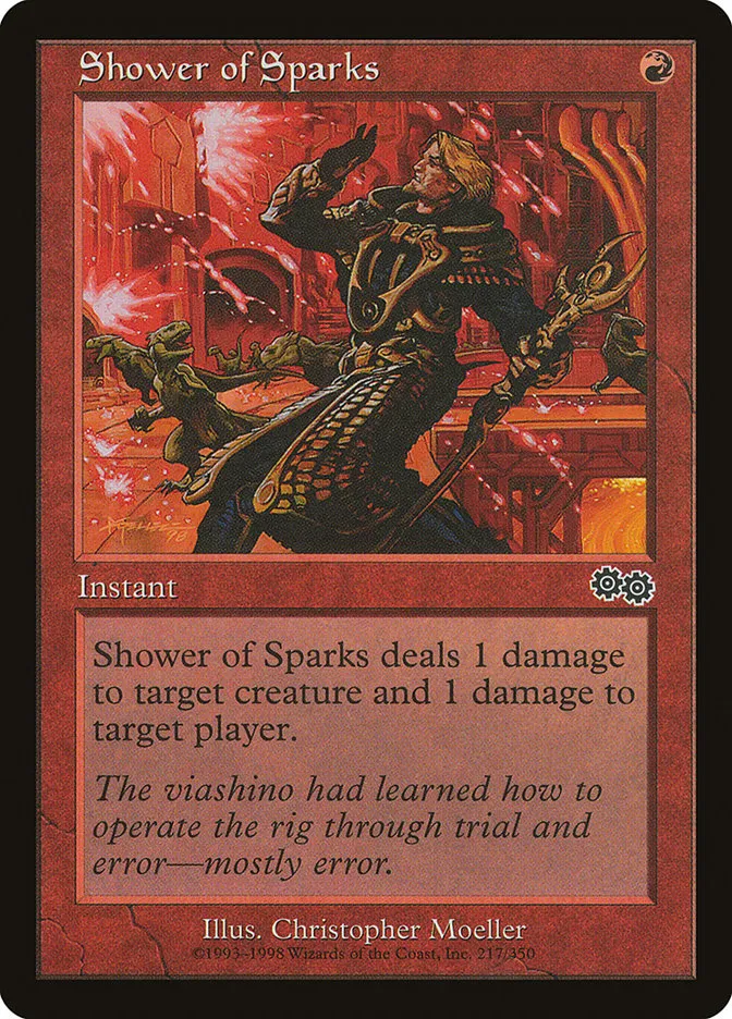 1998 Urza's Saga Shower of Sparks #217 common card image