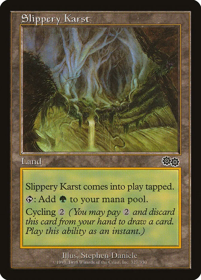 1998 Urza's Saga Slippery Karst common #327 common card image
