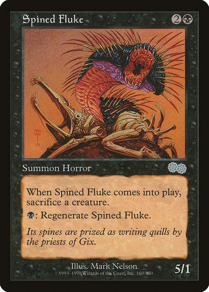 1998 Urza's Saga Spined Fluke #160 uncommon card image