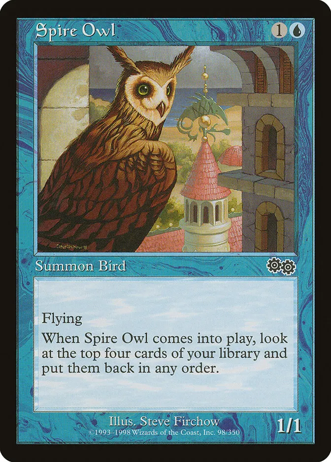 1998 Urza's Saga Spire Owl common #98 common card image