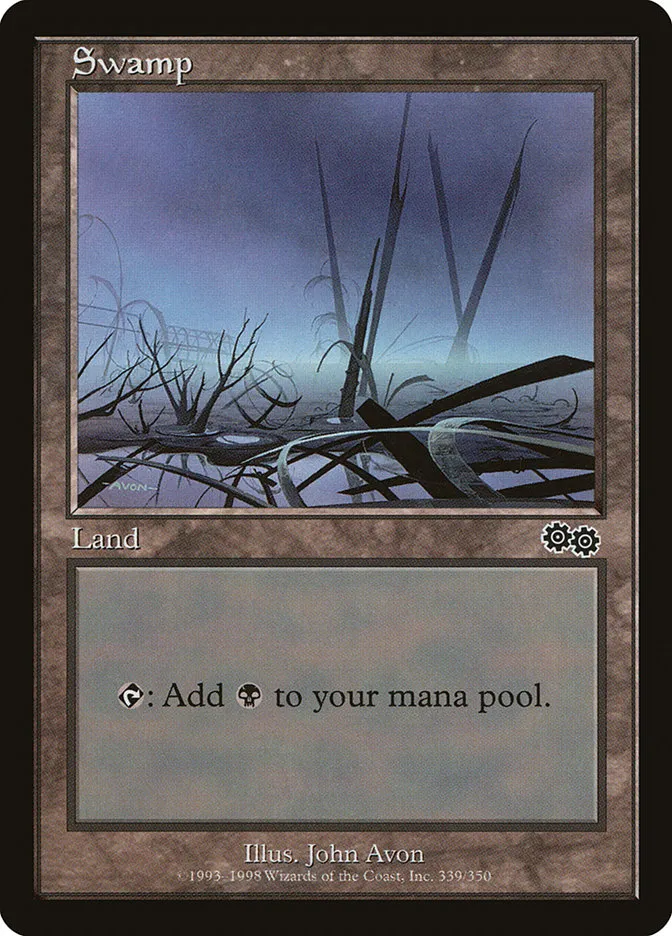 1998 Urza's Saga Swamp common #339 common card image