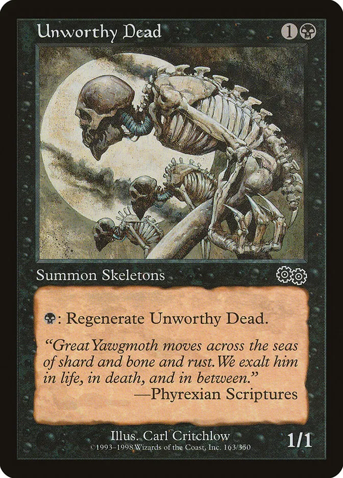 1998 Urza's Saga Unworthy Dead common #163 common card image
