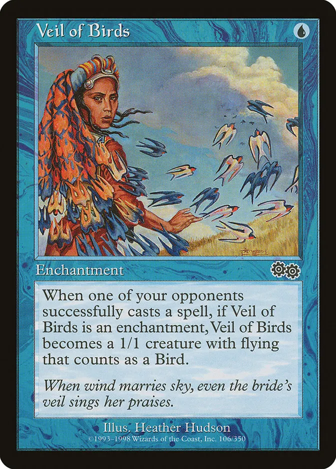 1998 Urza's Saga Veil of Birds common #106 common card image
