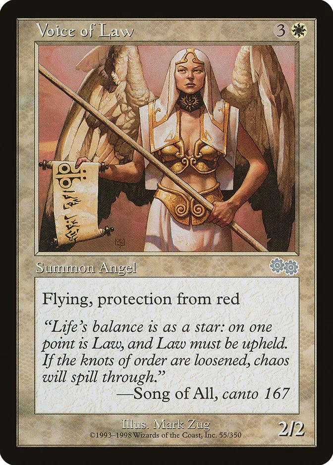 1998 Urza's Saga Voice of Law uncommon #55 uncommon card image