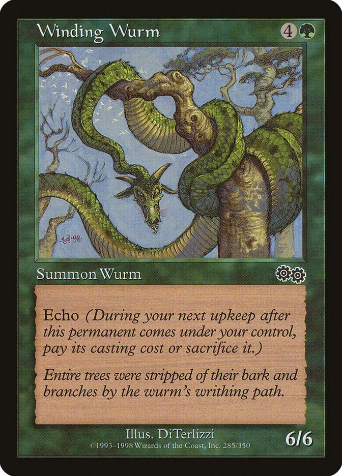 1998 Urza's Saga Winding Wurm common #285 common card image