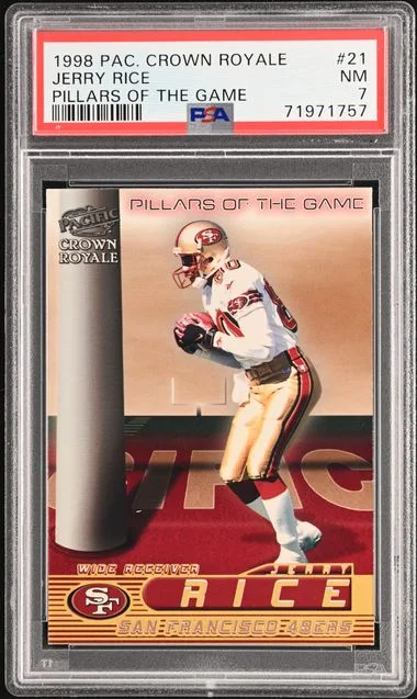 1998 Pacific Crown Royale Pillars Of The Game Jerry Rice #21 card image