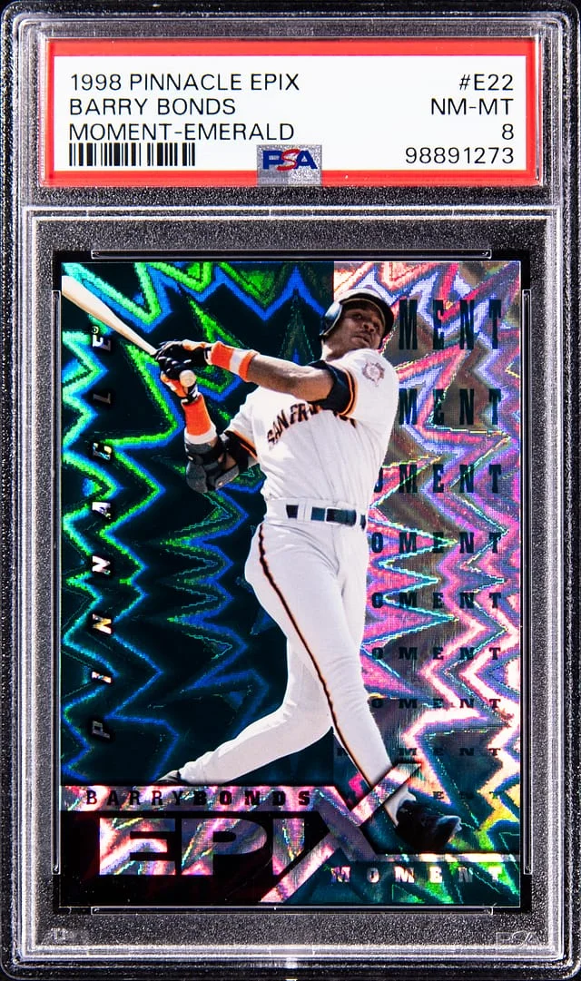 1998 Pinnacle Barry Bonds (/30) Epix Moment Emerald #E22 card image