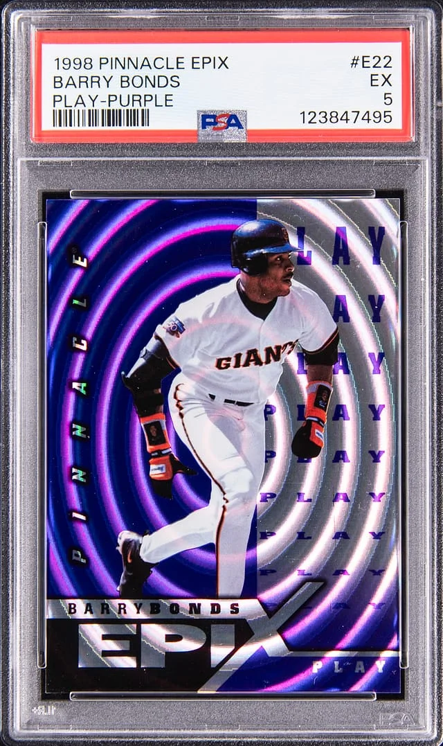 1998 Pinnacle Barry Bonds Epix Play Purple #E22 card image