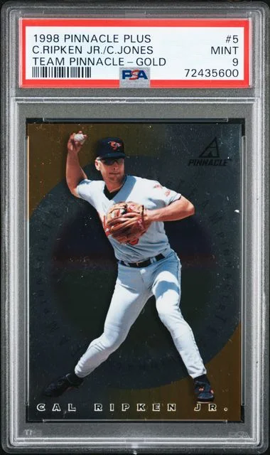 1998 Pinnacle Cal Ripken Jr./Chipper Jones Plus Team Pinnacle Gold #5 card image