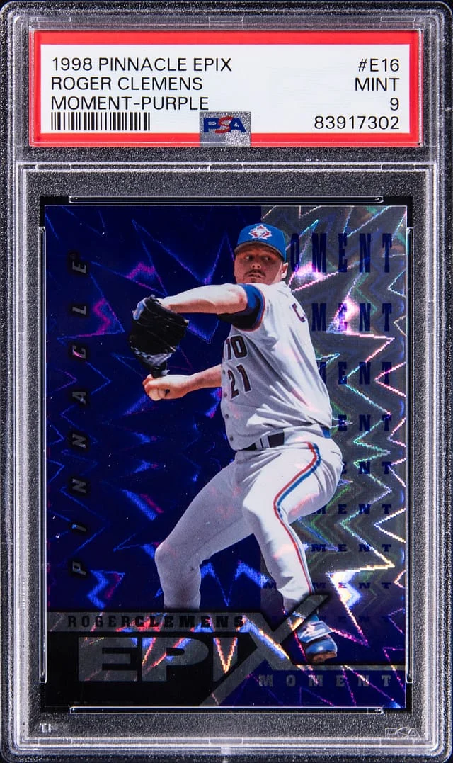 1998 Pinnacle Roger Clemens Epix Moment Purple #E16 card image