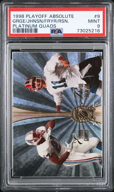 1998 Playoff Absolute Andre Rison/Eddie George/Irving Fryar/Rob Johnson Platinum Quads #9 card image