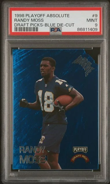 1998 Playoff Absolute Randy Moss Draft Picks Blue Die-Cut #9 card image