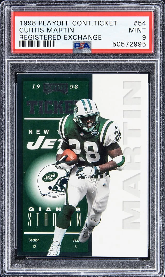 1998 Playoff Contenders Curtis Martin Ticket Registered Exchange #54 card image
